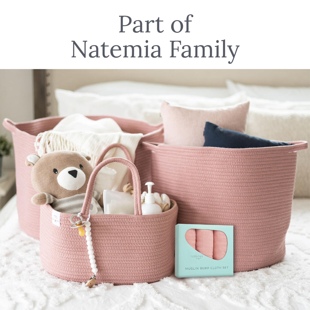 Natemia machine washable burp cloths for easy care and daily use.
