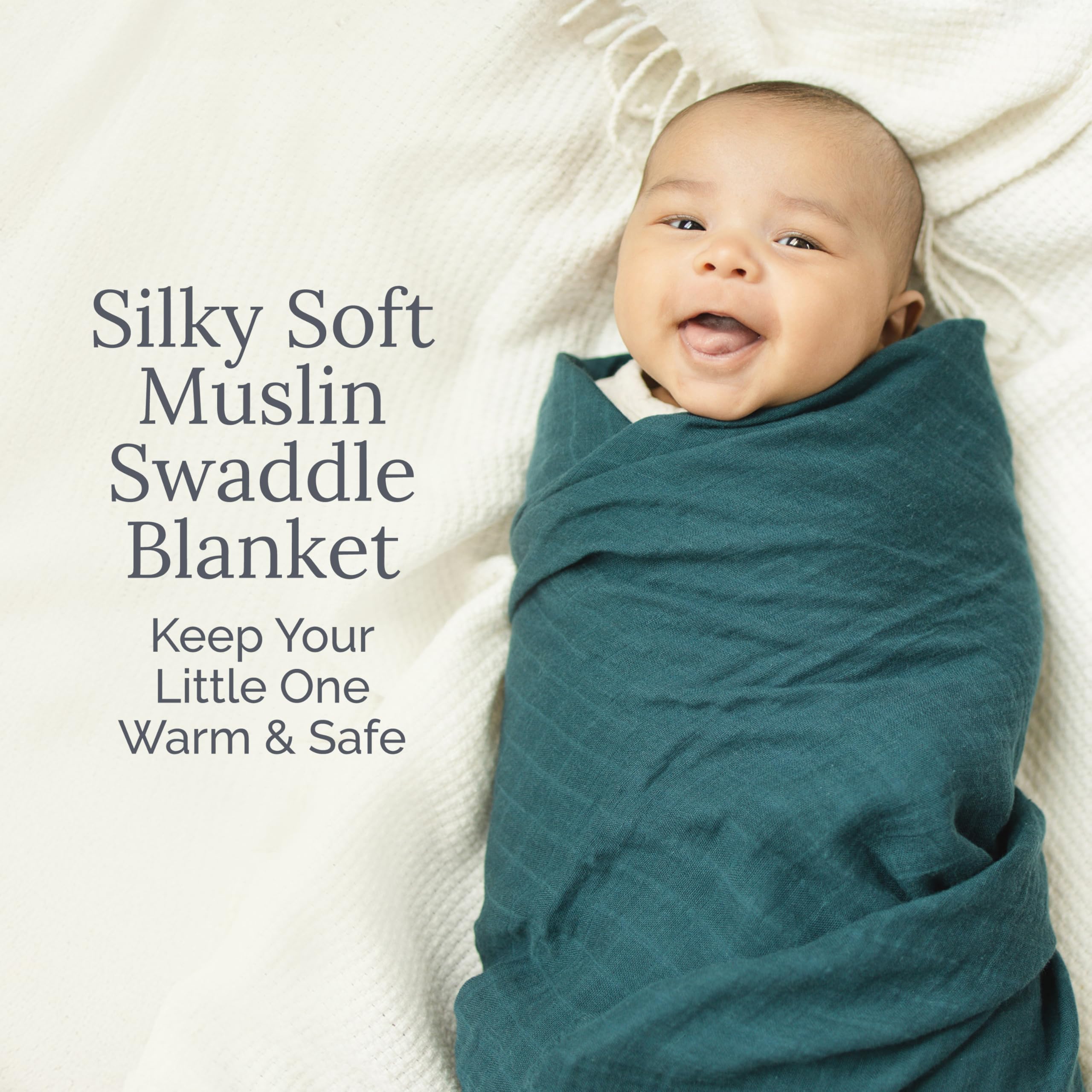 Natemia XL Muslin Baby Blanket used as multi-purpose throw and play mat for parents on the go.