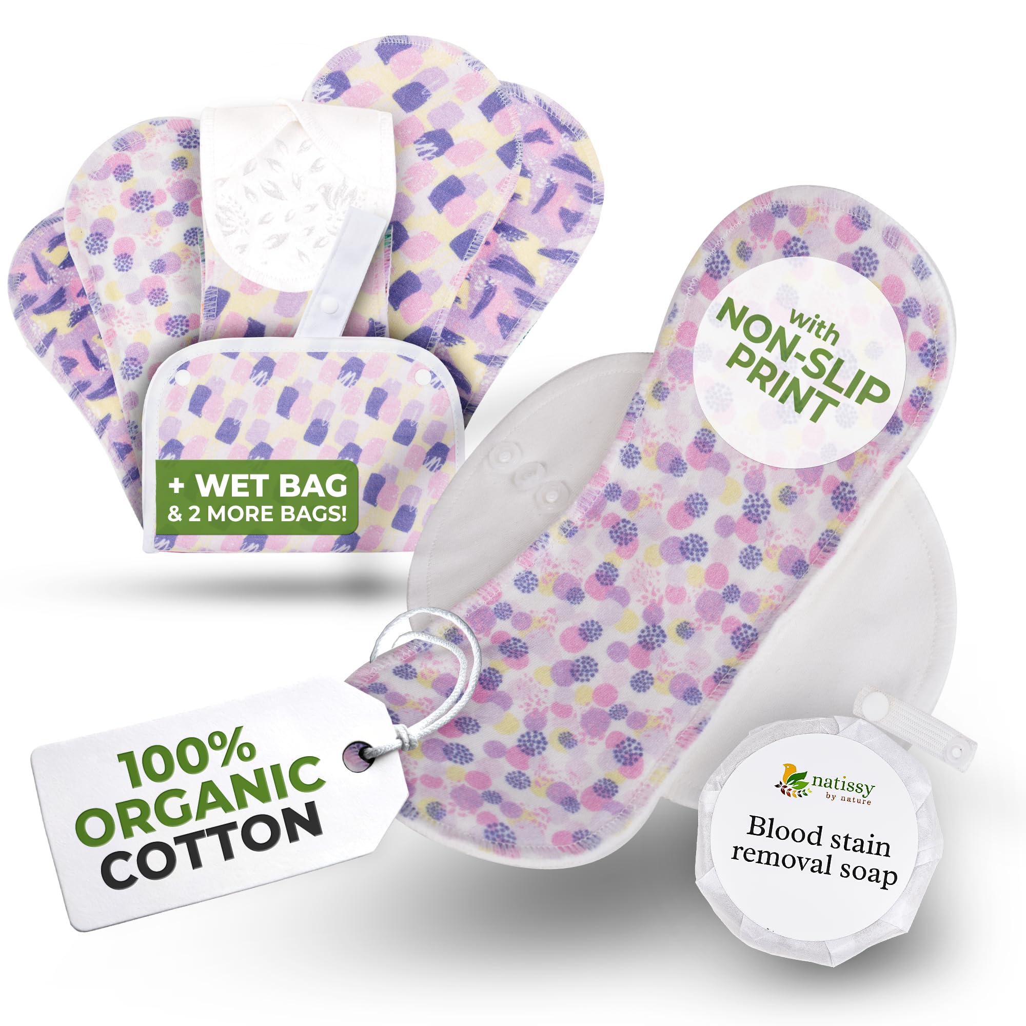 Natissy non-slip pads with underwear grip for secure all-day wear.