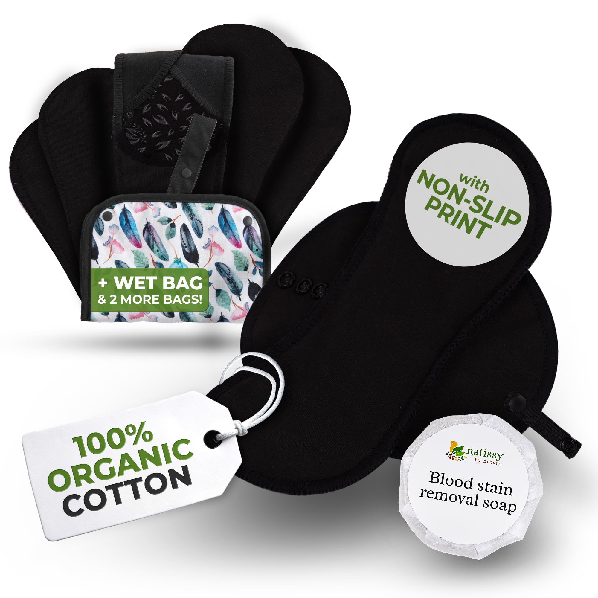Natissy non-slip teens pad with secure fit for all-day confidence at school and sports.