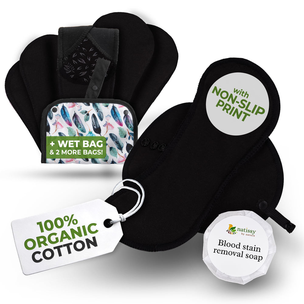 Natissy non-slip teens pad with secure fit for all-day confidence at school and sports.
