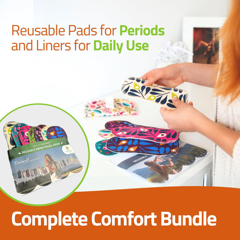 Storage bag included with Natissy liners for tidy, on-the-go use.