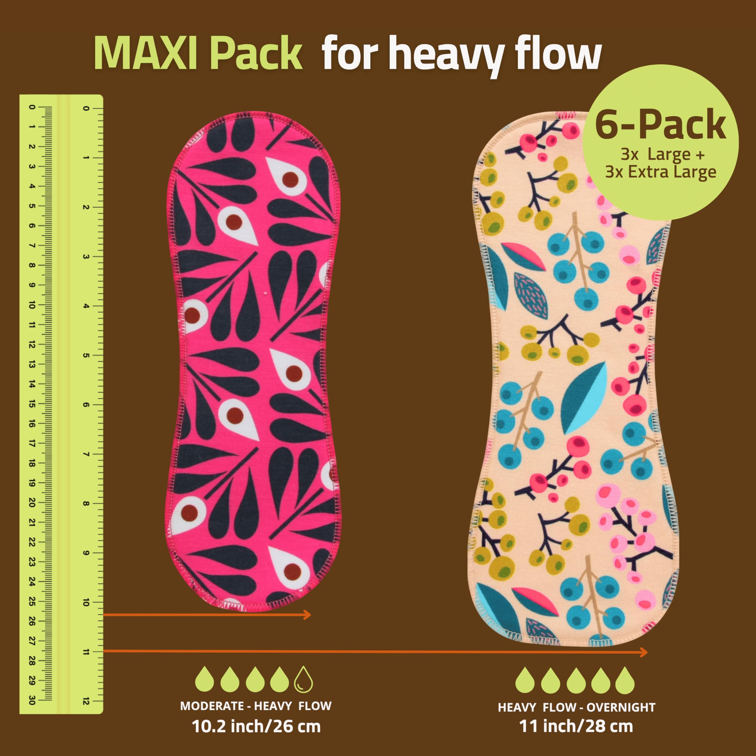 Natissy 3 L and 3 XL pads in a pack for flexible protection.