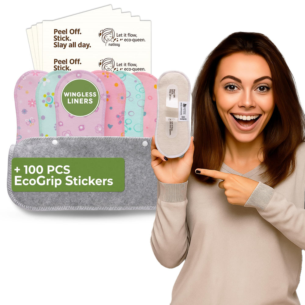 Natissy Wingless Panty Liner adhesive-sticker closeup for secure daily wear