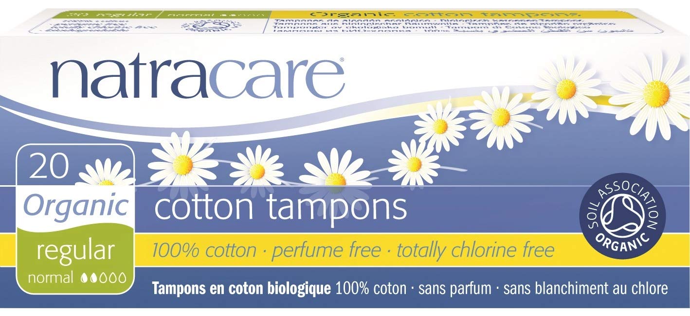 Natracare 1000 organic all-cotton non-applicator tampons for natural daily comfort.