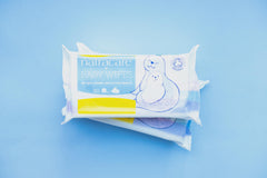 Natracare baby wipes soft fiber close-up — delicate texture for baby skin.