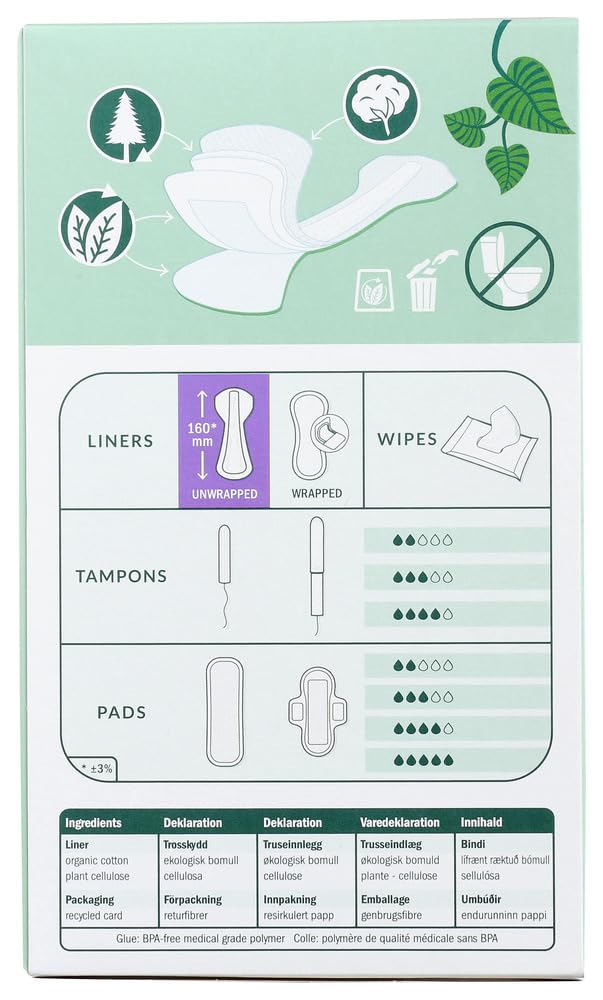 Natracare biodegradable liner made from compostable materials for eco-friendly disposal.