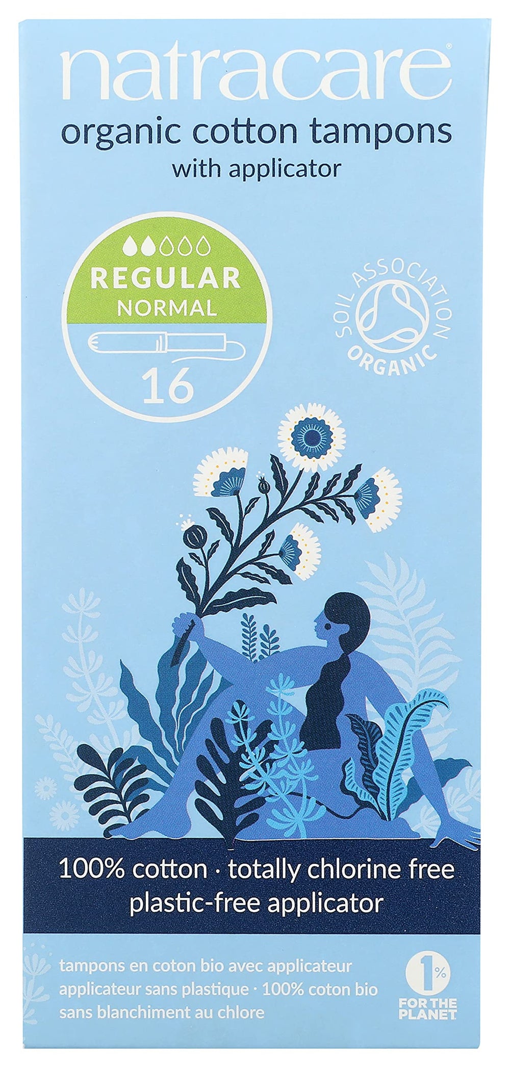 Cardboard applicator on Natracare tampon design highlights plastic-free use.
