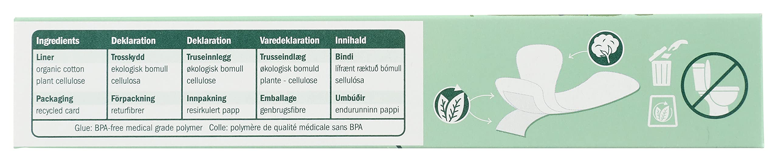 Natracare compact liner pack, easy to carry on-the-go.