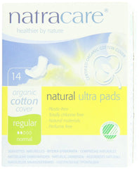 Natracare Cotton Natural Ultra Pads with Wings individually wrapped for on-the-go use.
