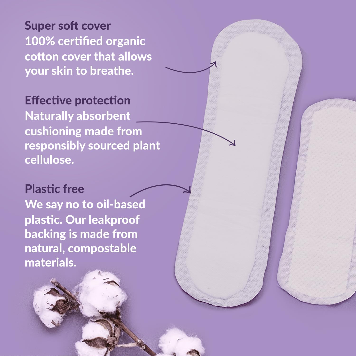 Natracare Dry and Light unscented pads shown for sensitive skin care.