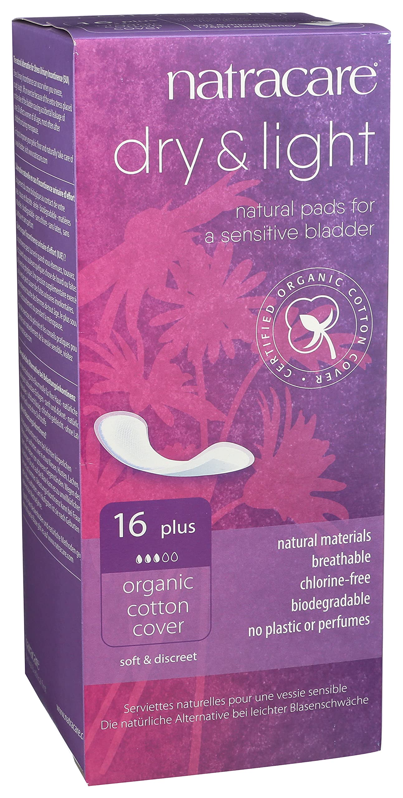 Natracare pad with organic cotton layer visible, ensuring breathable comfort
