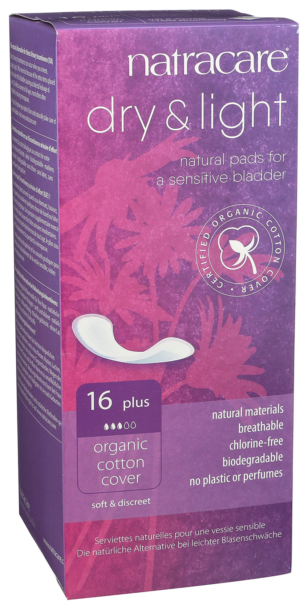 Natracare pad with organic cotton layer visible, ensuring breathable comfort