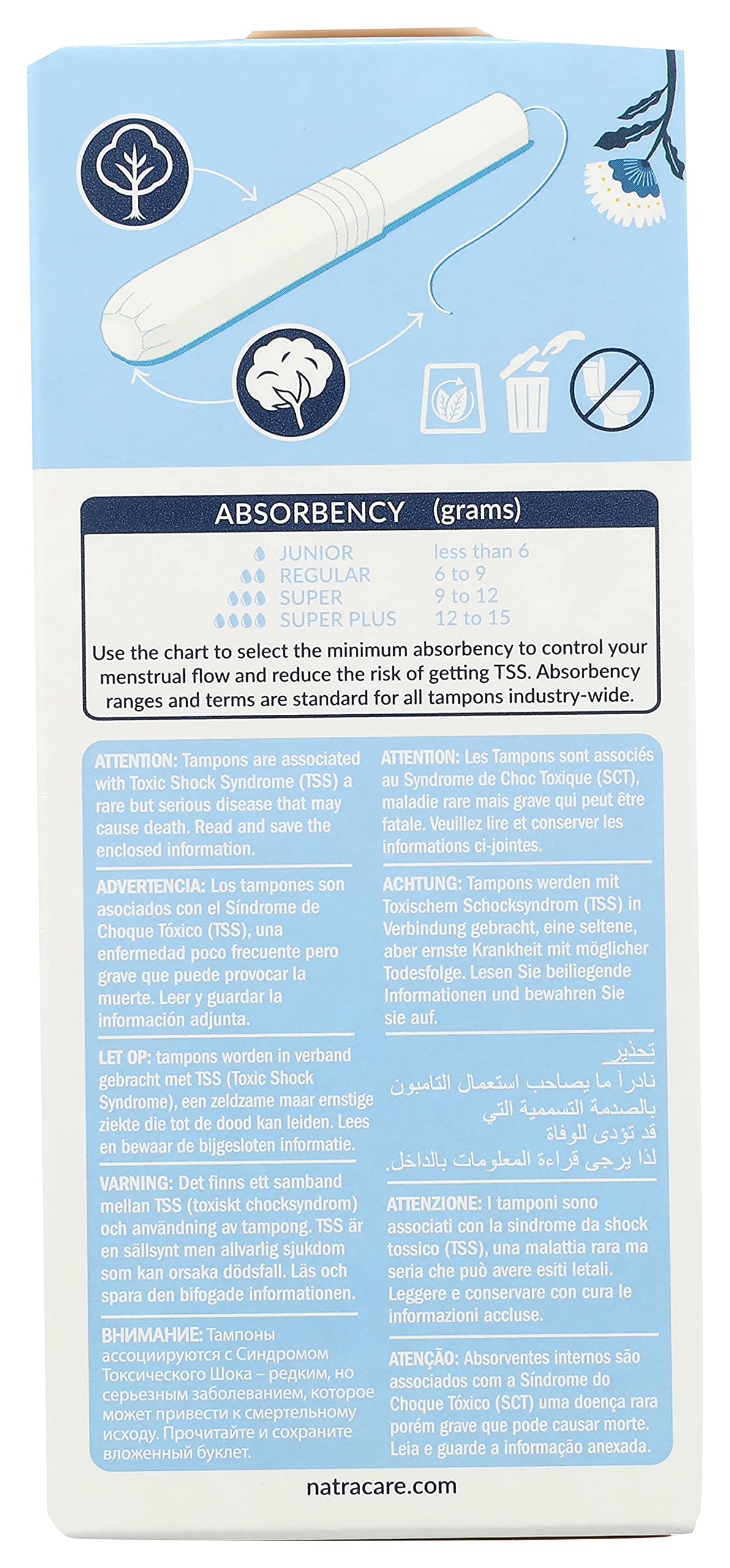 Natracare GOTS-certified organic cotton label on the product