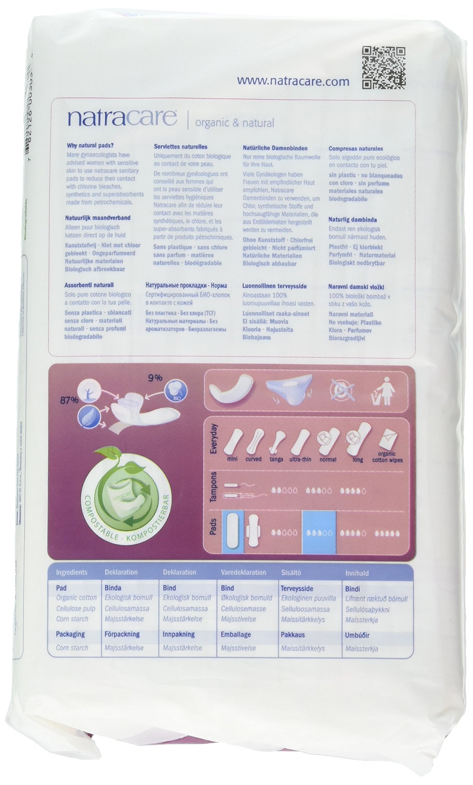 Natracare Maxi Pads Super with wings designed for a secure fit during daily activities.