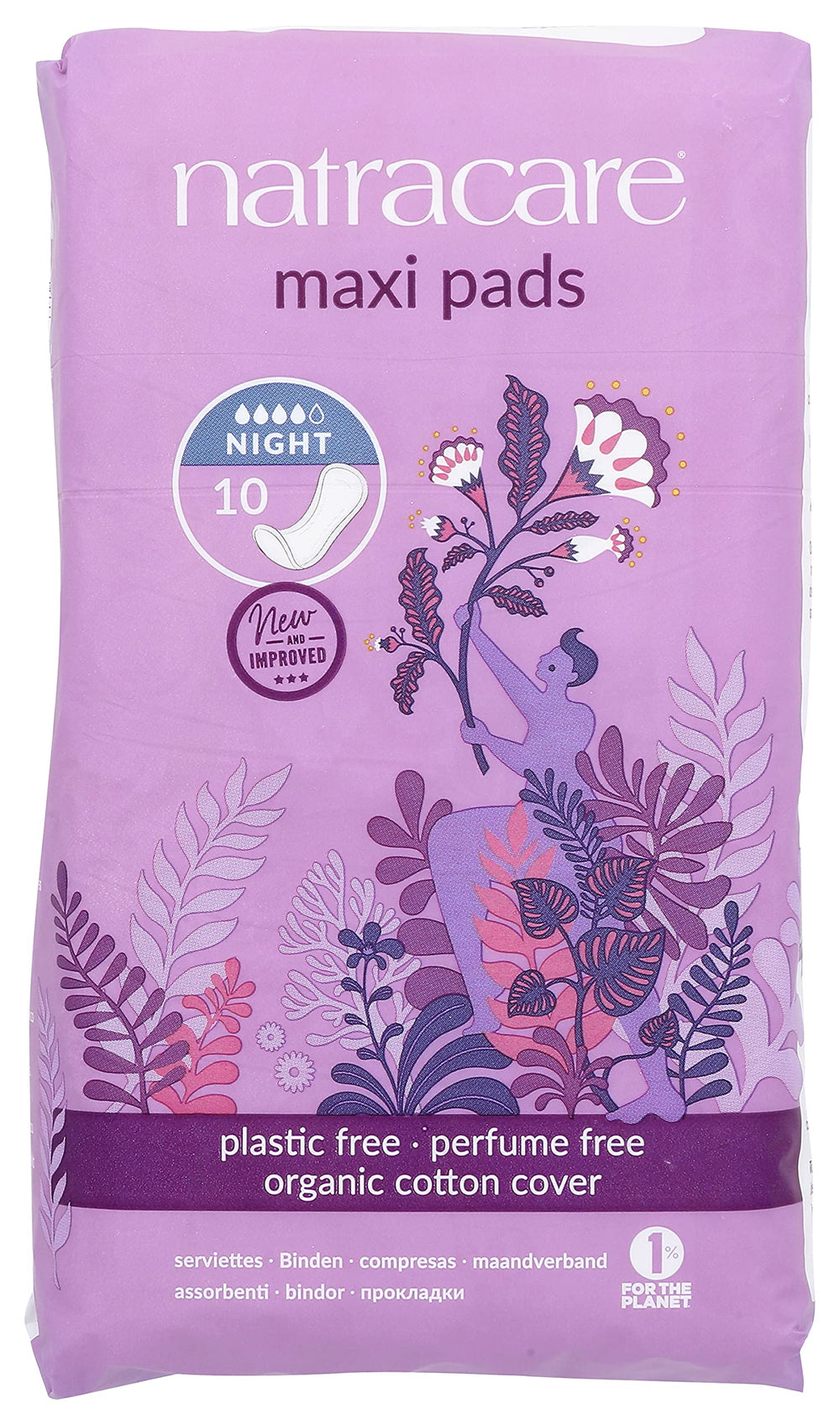 Natracare night-time pad individually wrapped for discreet use.