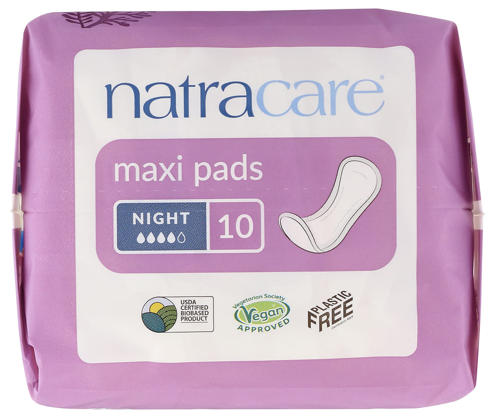 Natracare night-time pad soft outer shell for gentle skin contact.