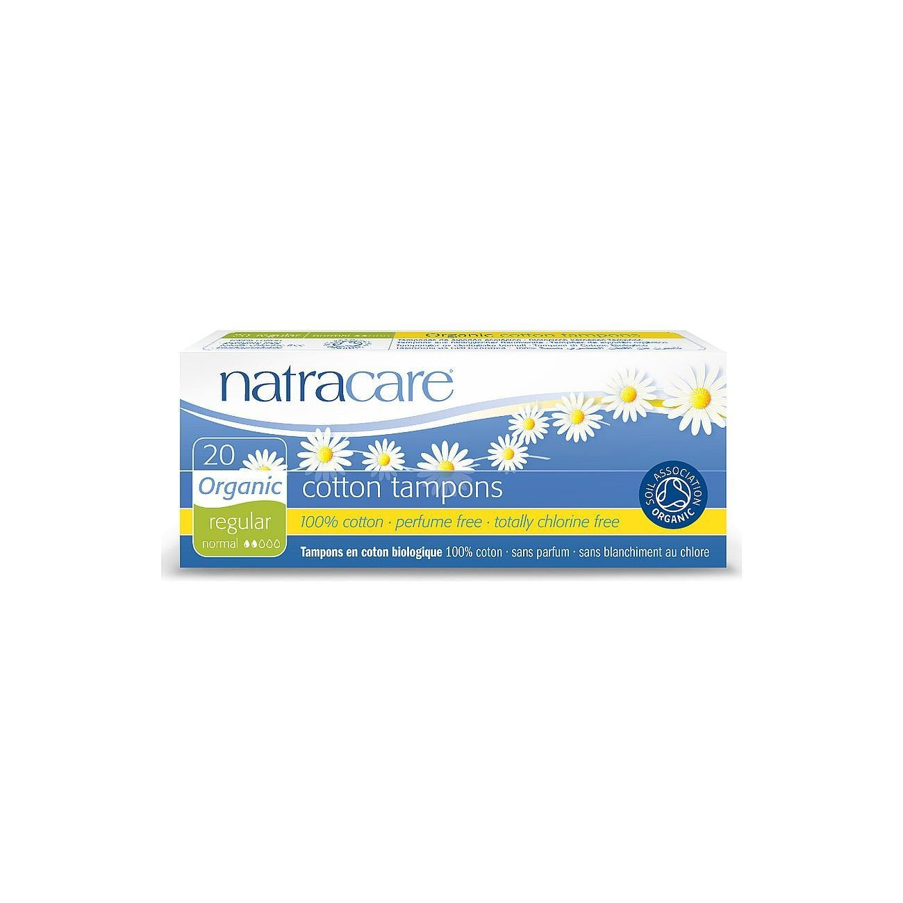 Natracare non-applicator regular tampon in organic cotton for comfort and eco-friendly use.