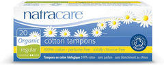 Natracare non-applicator regular tampons offer organic cotton comfort.