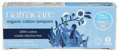 Natracare non-applicator tampon packaging shown for easy handling.