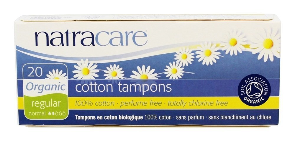 NATRACARE organic all cotton regular tampons packshot illustrating additive-free protection