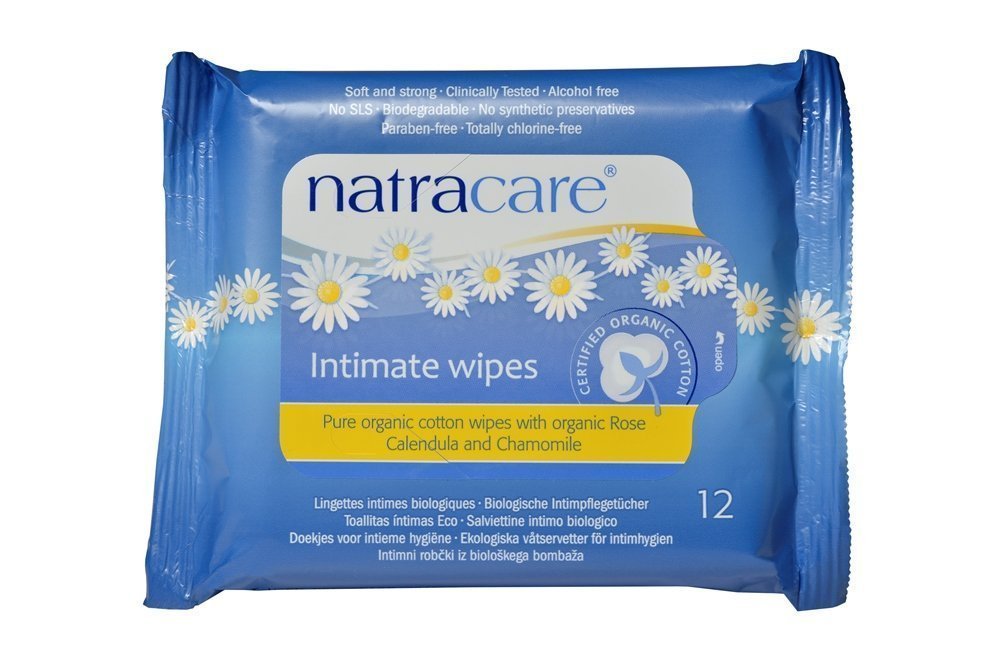 Natracare Organic Cotton Intimate Wipes close-up showing soft cotton fibers for gentle cleansing