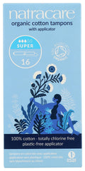 Natracare organic cotton super tampons with a cardboard applicator for plastic-free use