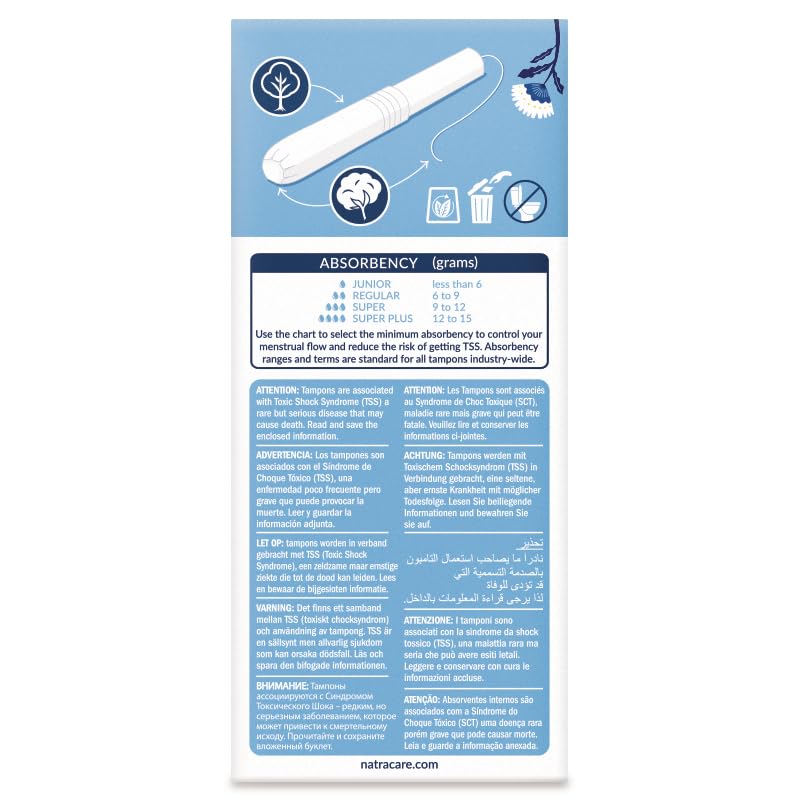 NATRACARE organic cotton tampon without dyes close-up on material