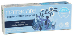 Natracare organic cotton tampon with super absorbency for daily comfort.