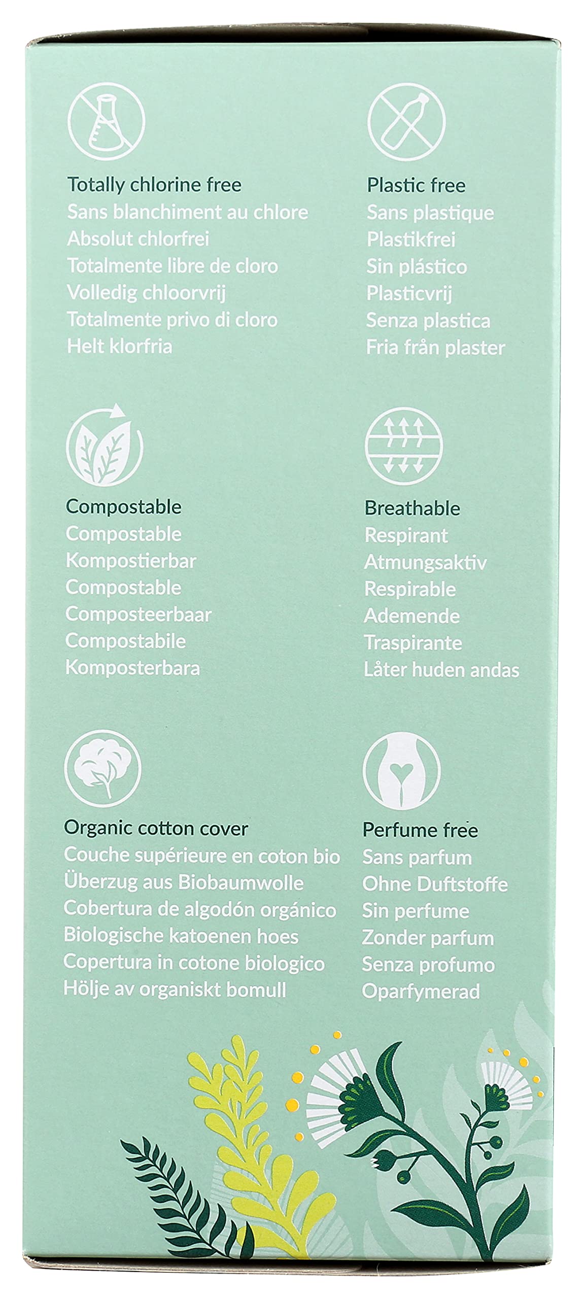 Natracare herbal formulas badge on packaging indicates natural blend for daily freshness