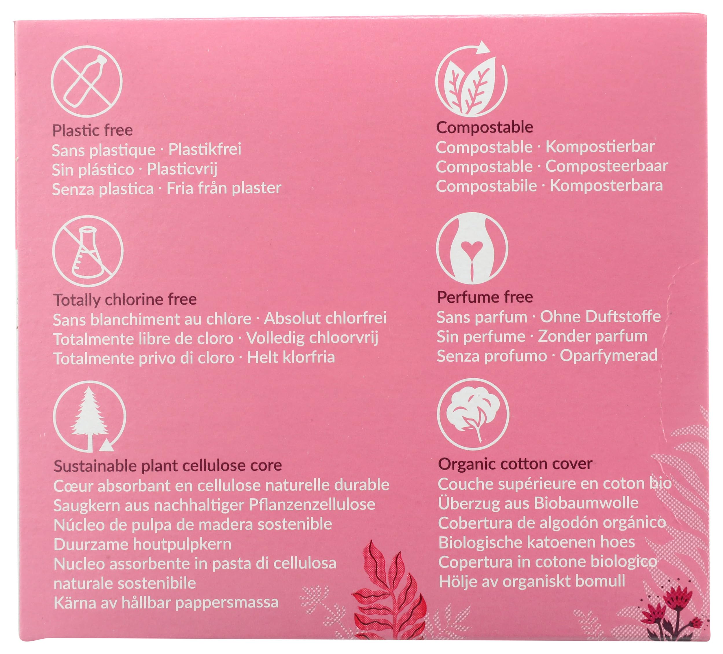Plant starch-backed pad component highlighted in Natracare Ultra Extra pads
