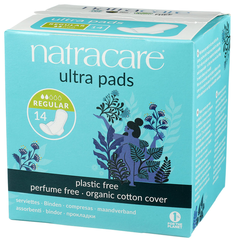 Natracare plastic-free packaging highlights an eco-friendly design.