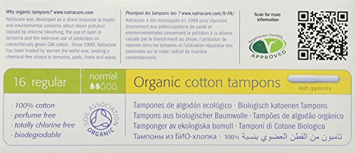 Multi-pack of 12 boxes totaling 192 tampons from Natracare Regular Tampons.