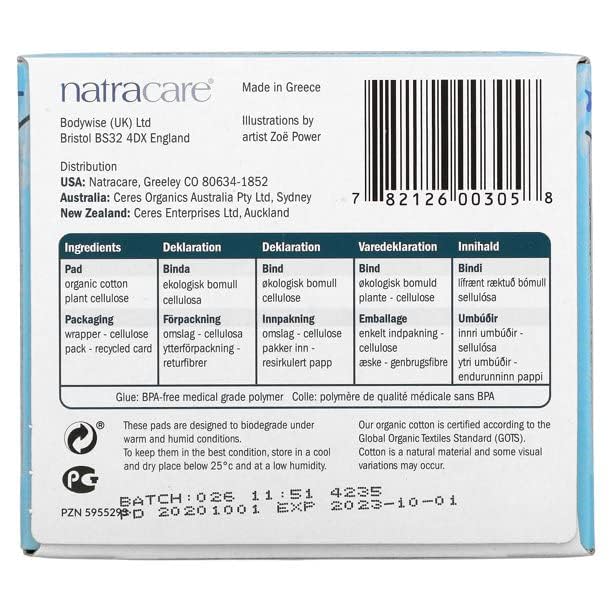Soft breathable surface of Natracare pad supports sensitive skin comfort.