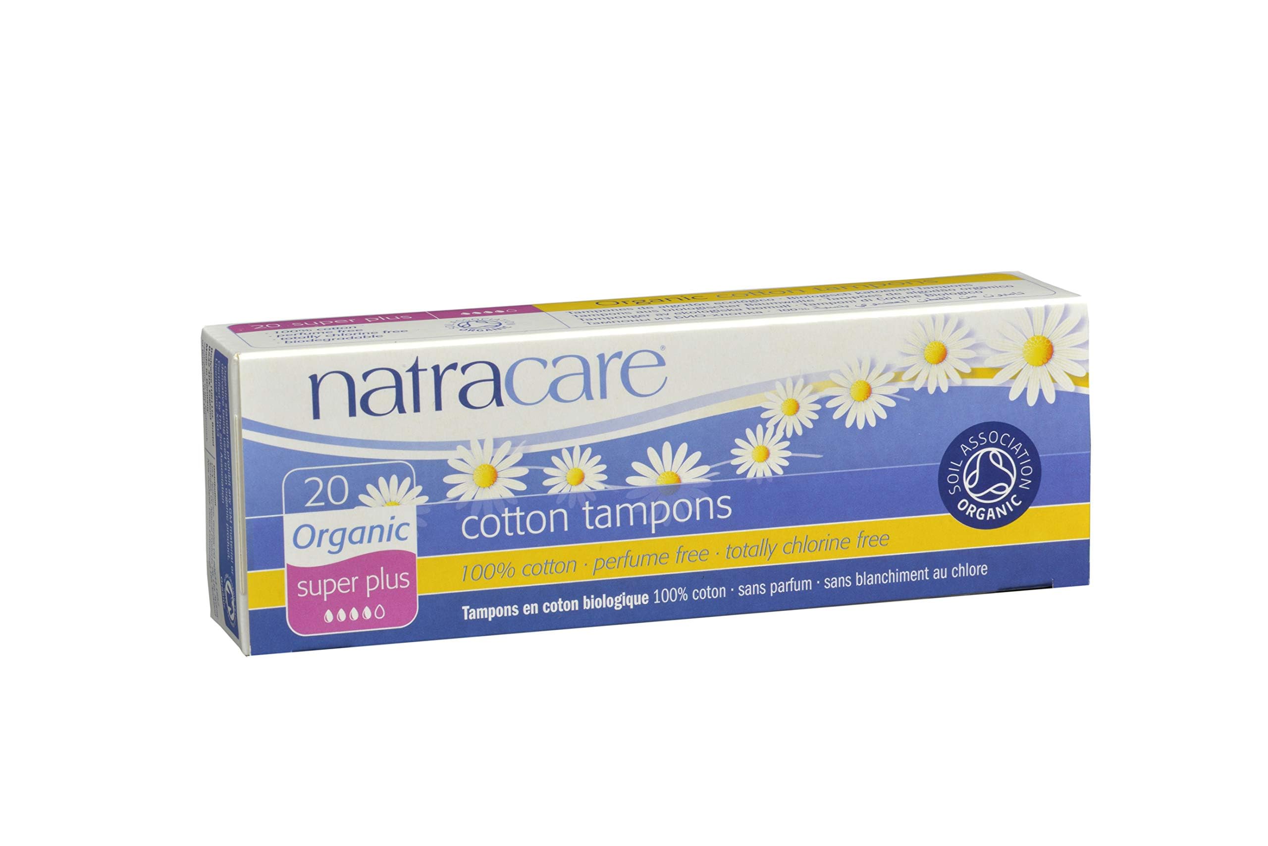 Close-up of Natracare tampon's organic cotton core for comfortable protection.