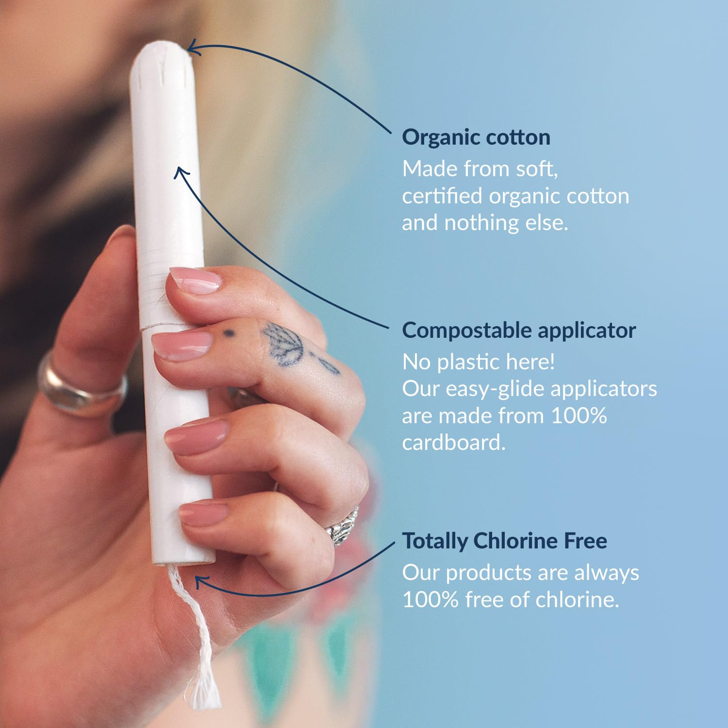 NATRACARE tampons with applicator in travel-ready packaging
