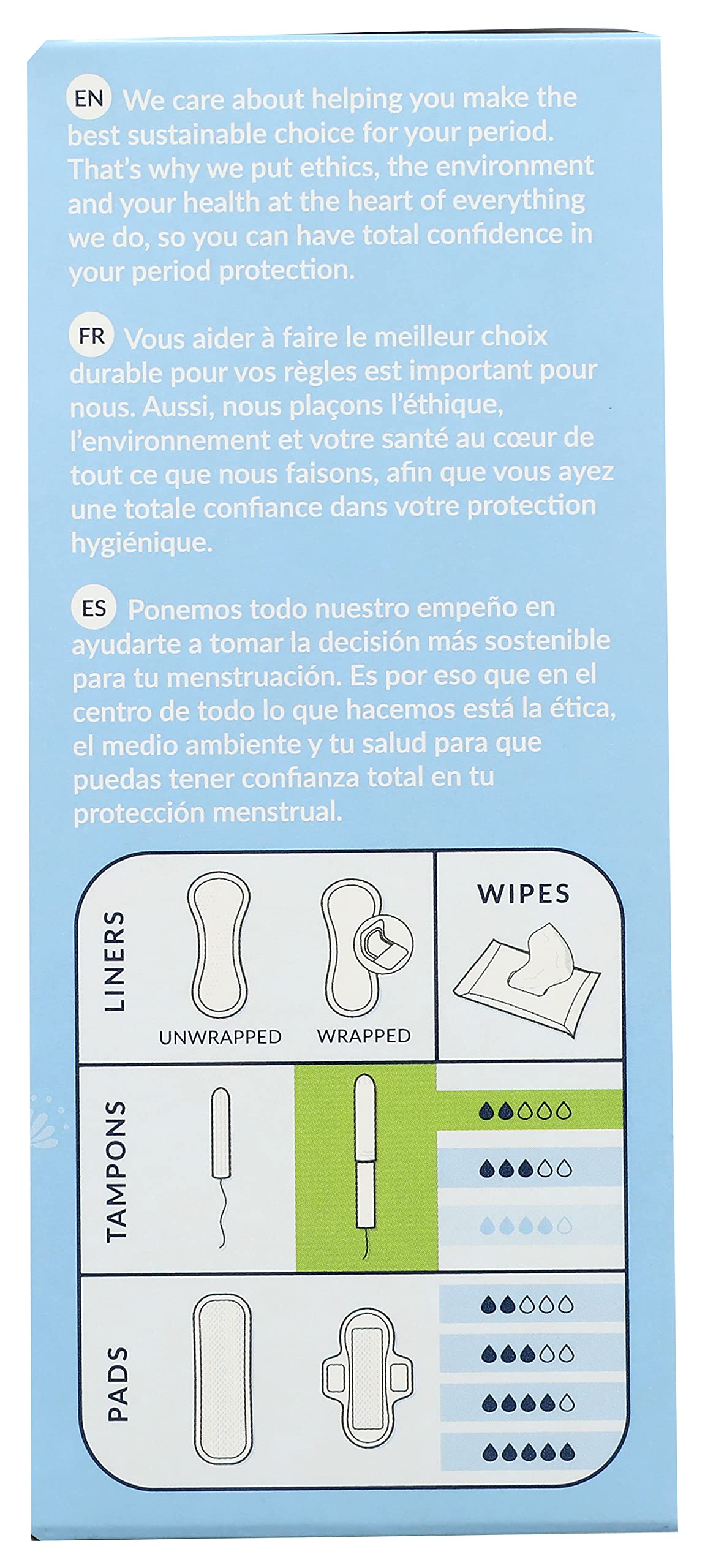 Totally chlorine-free processing for Natracare tampons.