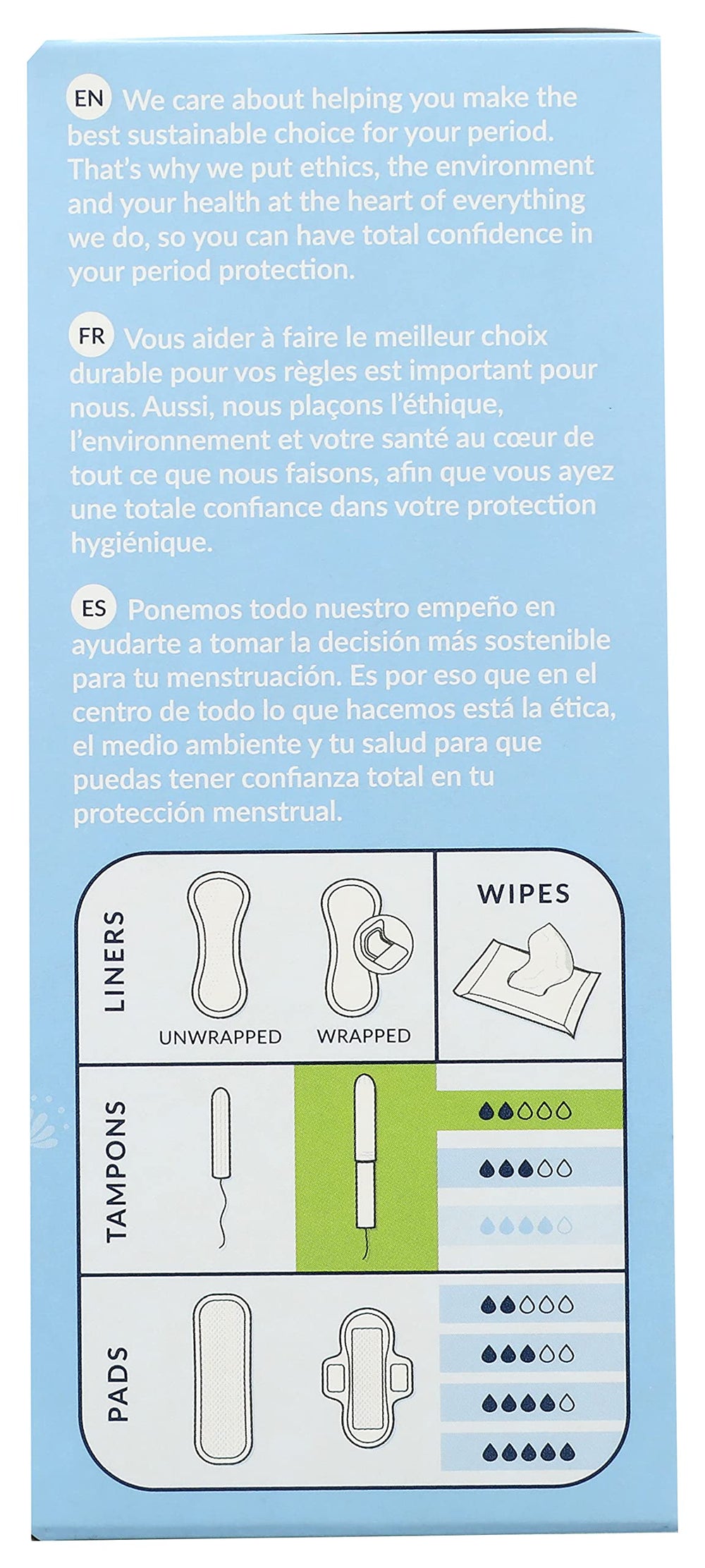 Totally chlorine-free processing for Natracare tampons.