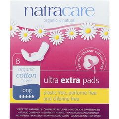 Natracare Ultra Extra Pads with Wings long pack provide comfortable overnight protection for sensitive skin.
