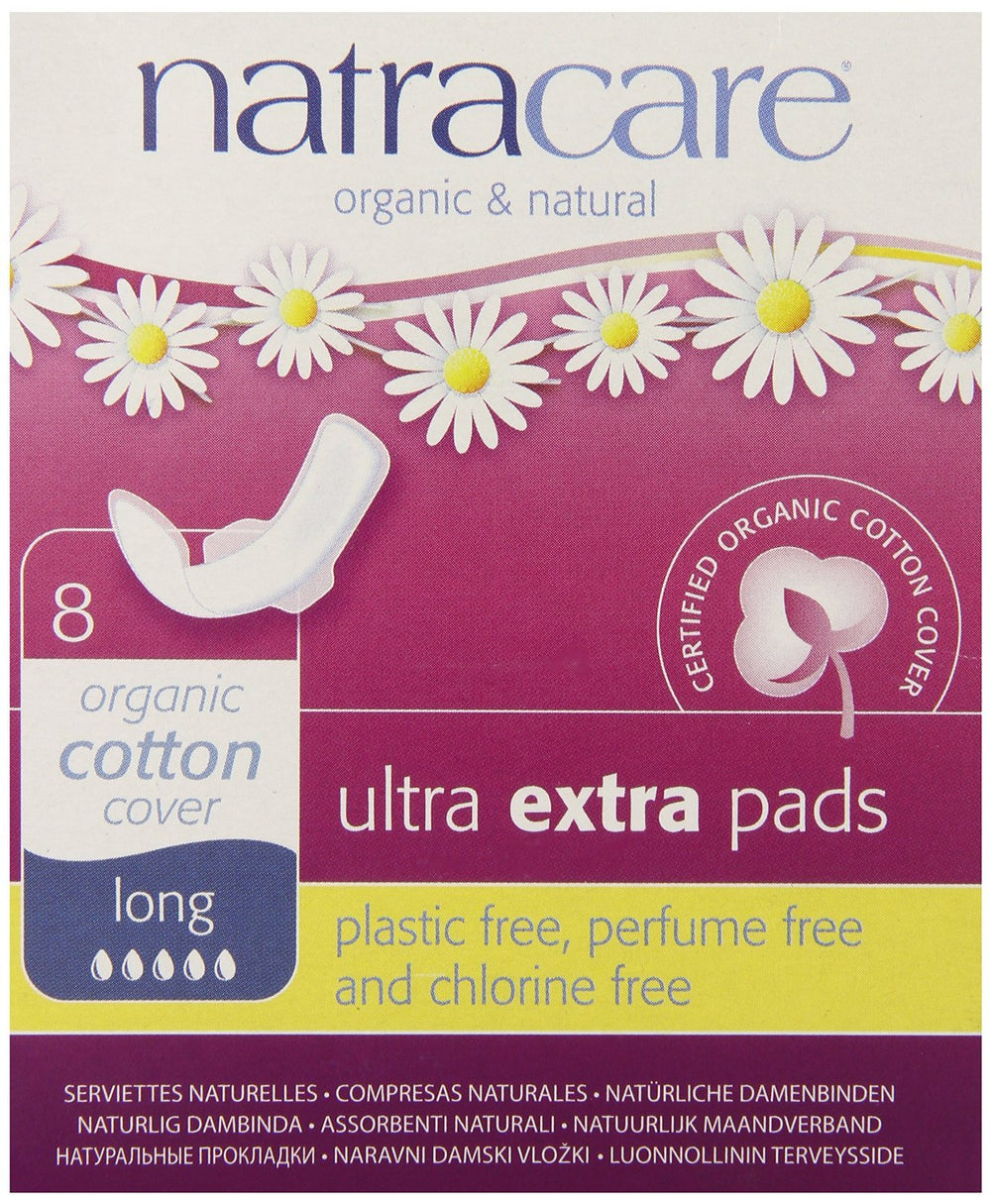 Natracare Ultra Extra Pads with Wings packaging view, eco-friendly design