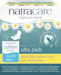 Natracare Ultra Sup Wings pad discreet slim profile for daily comfort.