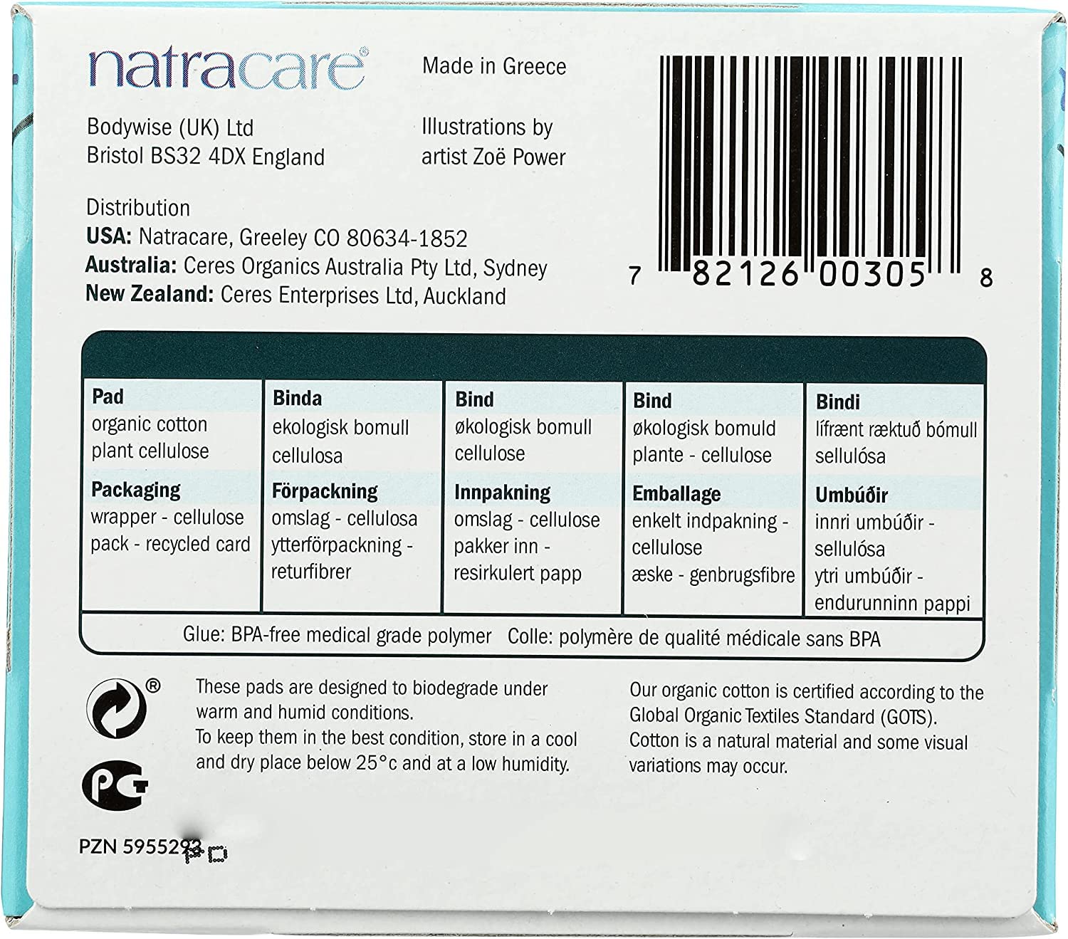 Natracare Ultra With Wing pads skin-friendly materials close-up