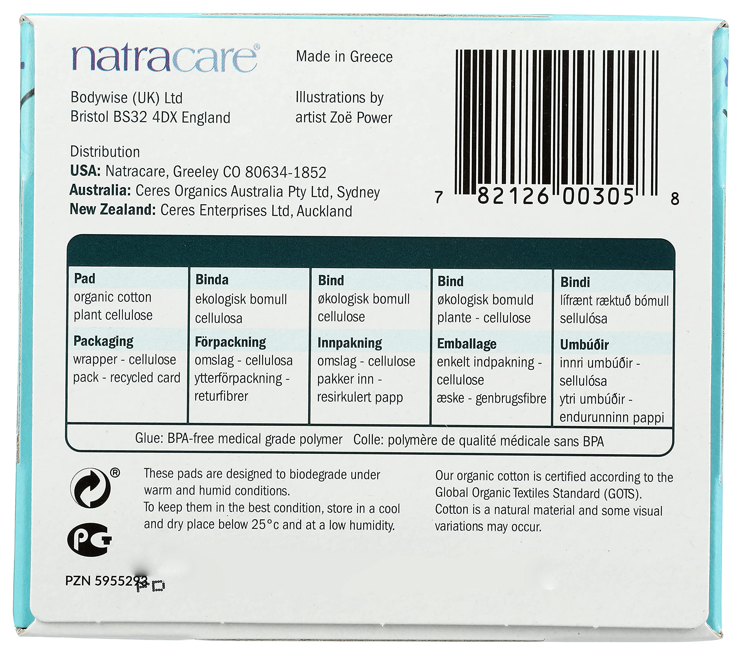 Natracare wings feature visible on the pad for a secure fit.