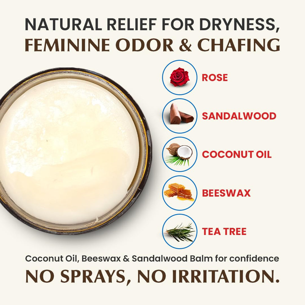 Natruveda Vulva Balm texture close-up highlighting natural oils for gentle external moisturizing.