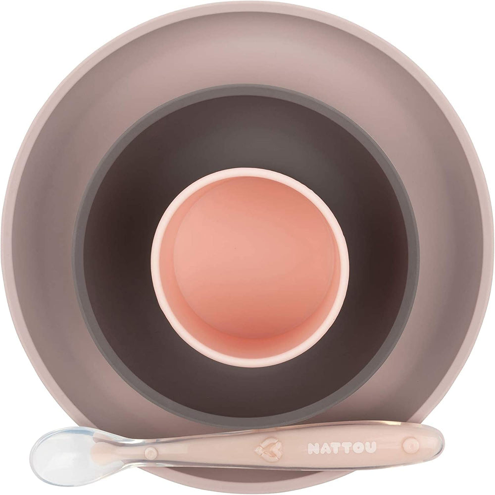 Nattou silicone bowl eggplant with matte finish for safe feeding