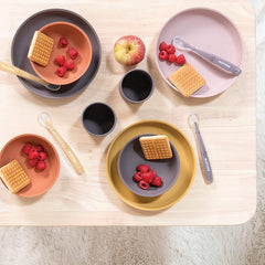 Nattou silicone spoon eggplant sized for small mouths