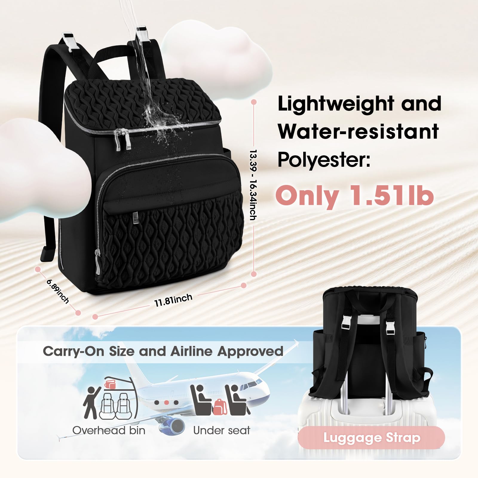 NatuFuse insulated bottle pockets with foil lining help maintain temperature.