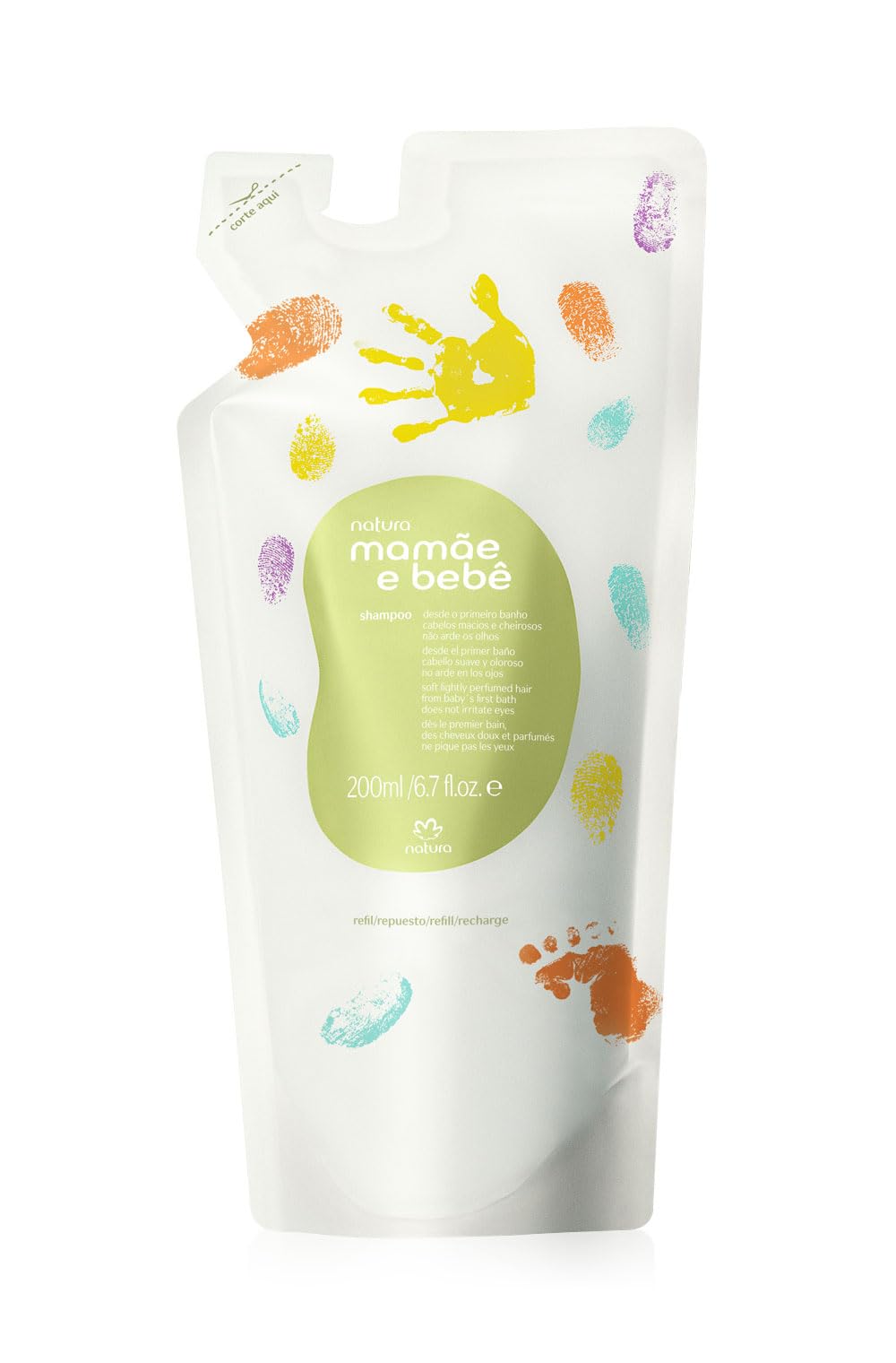 Natura Baby Shampoo Refill bottle showing vegan formula for gentle cleansing