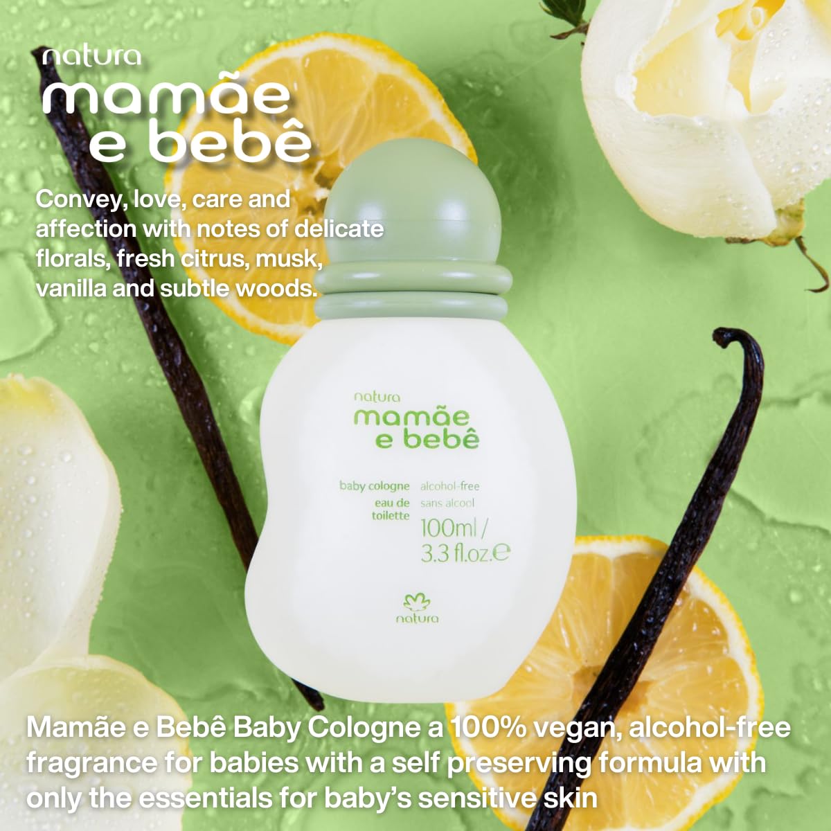 Natura Mom & Baby Cologne travel-size bottle demonstrates portable, everyday fragrance convenience.