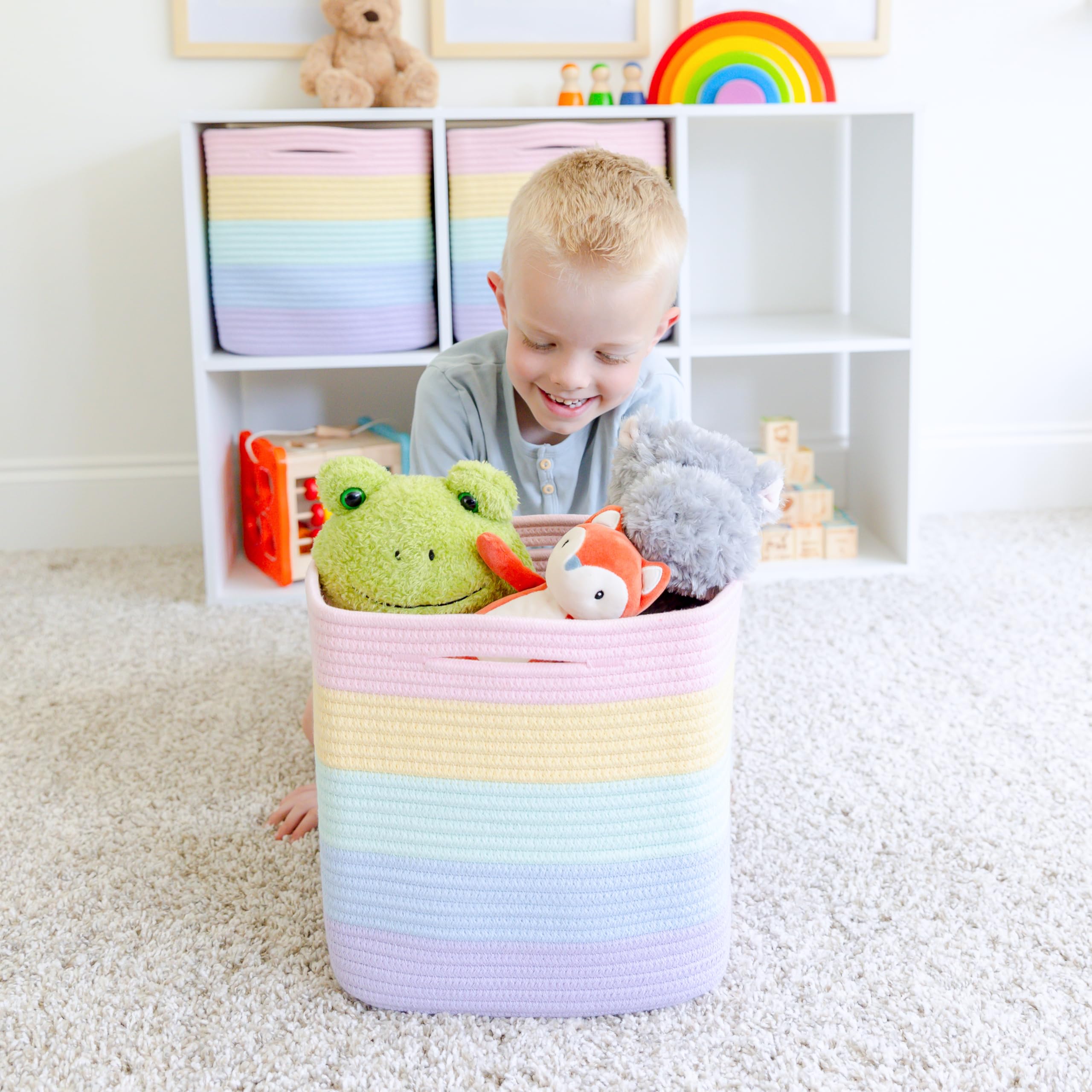 NaturalCozy 11-inch storage cubes neatly organize closet space